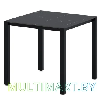 Стол Millwood Сеул Керамогранит 800х800x750 (мрамор неро/металлокаркас черный)
